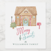 Merry & Sweet Fun Waterverf Gingerbrood Town Wijn Etiket (Enkel label)