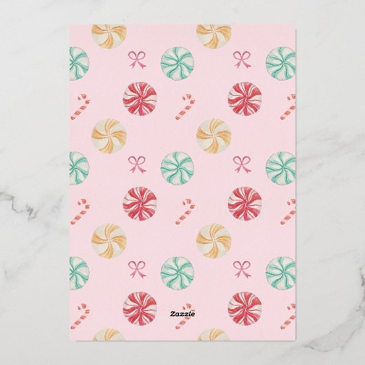 Merry & Sweet Gingerbrood Snoep Town Family Foto Folie Feestdagenkaart (Achterkant)