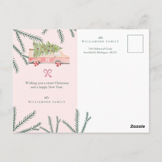 Merry & Sweet Waterverf Gingerbrood Snoep Village Briefkaart (Achterkant)