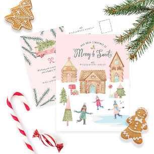 Merry & Sweet Waterverf Gingerbrood Snoep Village Briefkaart