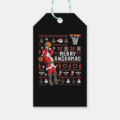 Merry Swish Ugly Kerstmis met kerstbal Kerstmis Cadeaulabel (Voorkant)