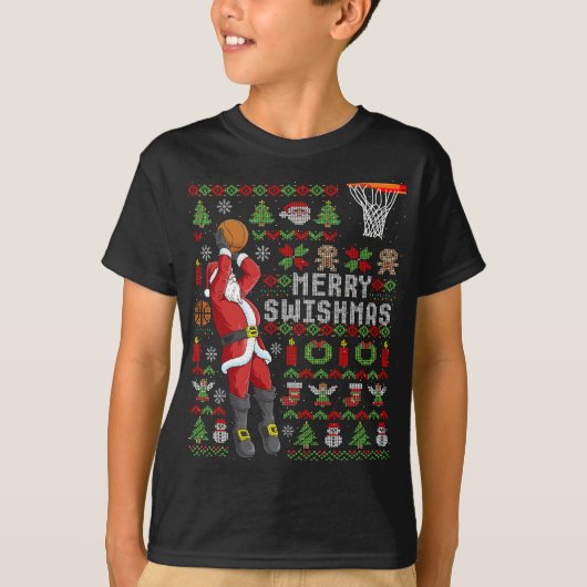 Merry Swish Ugly Kerstmis met kerstbal Kerstmis T-shirt (Voorkant)