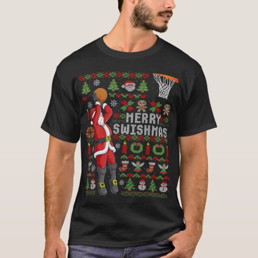 Merry Swish Ugly Kerstmis met kerstbal Kerstmis T-shirt (Voorkant)