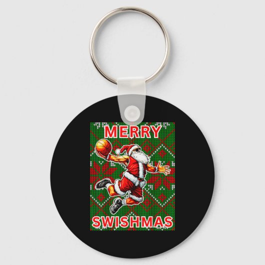 Merry Swishmas Basketball Christmas Santa Claus Sl Sleutelhanger (Voorkant)