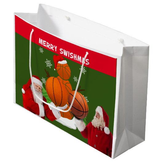 MERRY SWISHMAS Basketball Groot Cadeauzakje (Voorkant Gekanteld)
