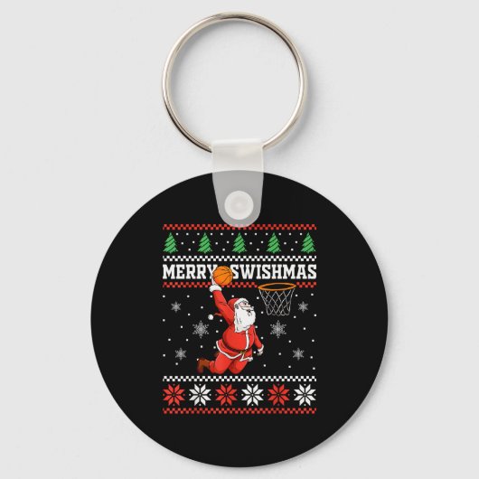 Merry Swishmas Basketball Snowman Christmas Ugly P Sleutelhanger (Voorkant)