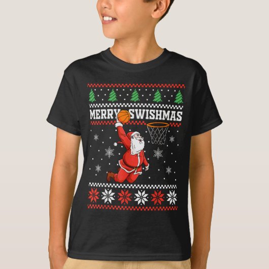Merry Swishmas Basketball Snowman Christmas Ugly P T-shirt (Voorkant)