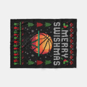 Merry Swishmas Basketball Ugly Christmas Graphic F Fleece Deken (Voorkant (Horizontaal))
