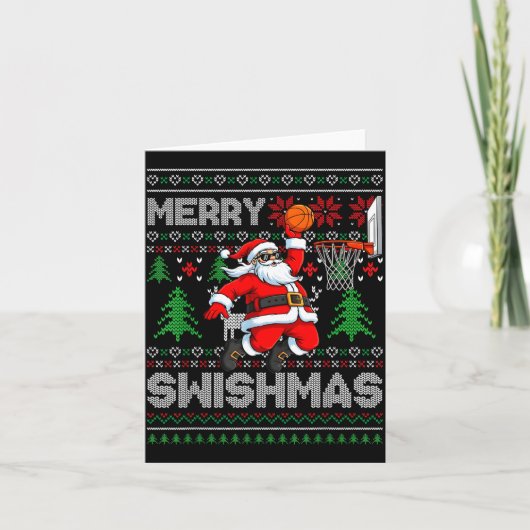 Merry Swishmas Basketball Ugly Christmas Santa Men Kaart (Voorkant)