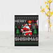 Merry Swishmas Basketball Ugly Christmas Santa Men Kaart (Gele Bloem)