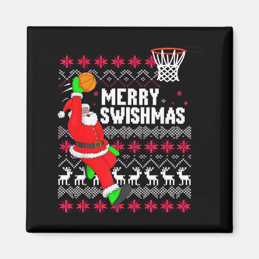 Merry Swishmas Basketball Ugly Christmas Xmas  Magneet (Voorkant)