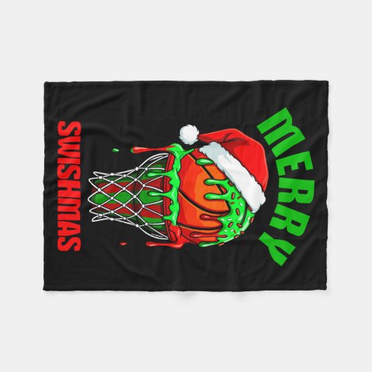 Merry Swishmas Basketball Ugly Christmas Xmas Men Fleece Deken (Voorkant (Horizontaal))