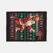 Merry Swishmas Basketball Ugly Christmas Xmas Men Fleece Deken (Voorkant (Horizontaal))