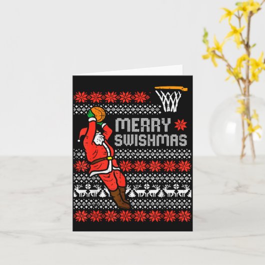 Merry Swishmas Basketball Ugly Christmas Xmas Men  Kaart (Gele Bloem)
