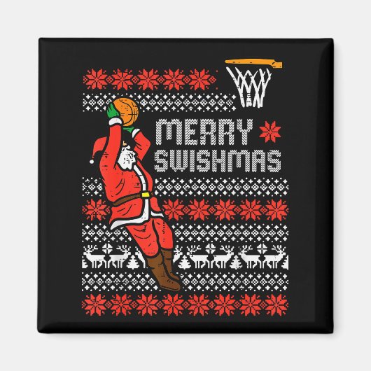 Merry Swishmas Basketball Ugly Christmas Xmas Men  Magneet (Voorkant)