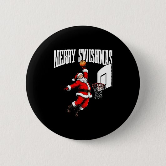 Merry Swishmas Basketball Ugly Christmas Xmas Men Ronde Button 5,7 Cm (Voorkant)