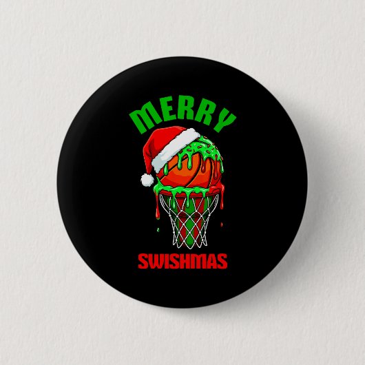 Merry Swishmas Basketball Ugly Christmas Xmas Men  Ronde Button 5,7 Cm (Voorkant)
