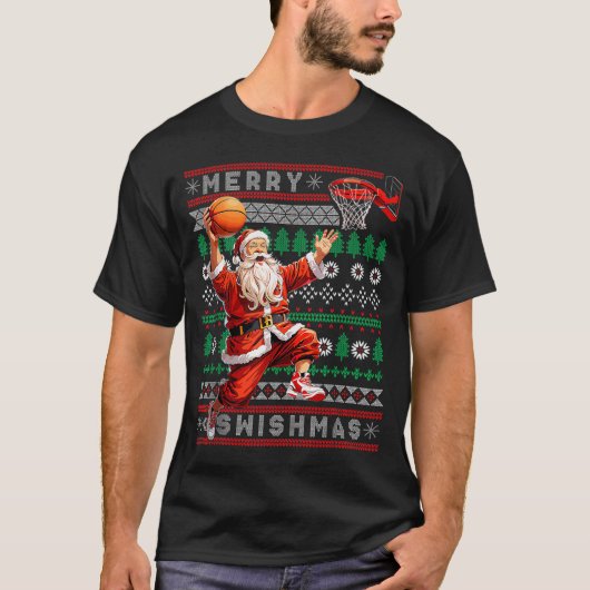 Merry Swishmas Basketball Ugly Christmas Xmas Men T-shirt (Voorkant)