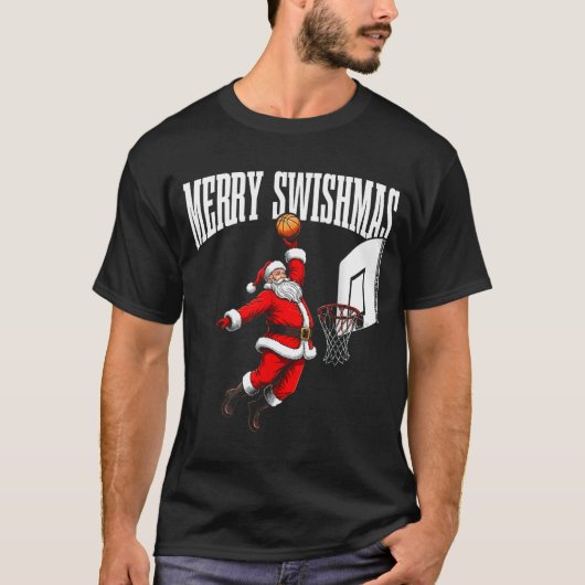 Merry Swishmas Basketball Ugly Christmas Xmas Men T-shirt (Voorkant)
