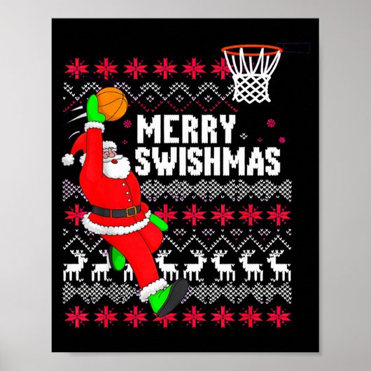 Merry Swishmas Basketball Ugly Christmas Xmas Poster (Voorkant)