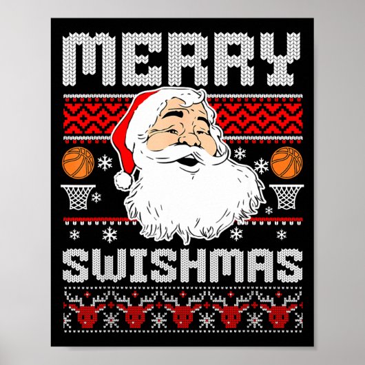 Merry Swishmas Basketball Xmas Ugly Christmas Men  Poster (Voorkant)