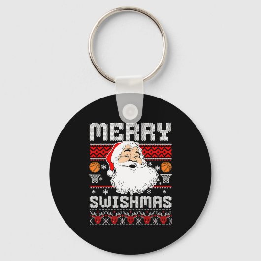 Merry Swishmas Basketball Xmas Ugly Christmas Men Sleutelhanger (Voorkant)
