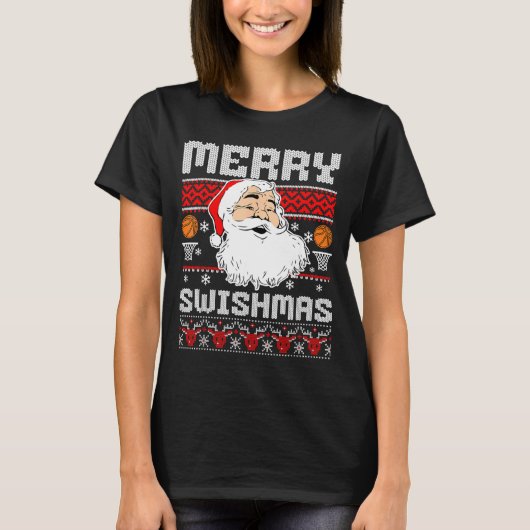 Merry Swishmas Basketball Xmas Ugly Christmas Men T-shirt (Voorkant)