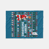 Merry Swishmas Santa Basketball Ugly Sweater Style Fleece Deken (Voorkant (Horizontaal))