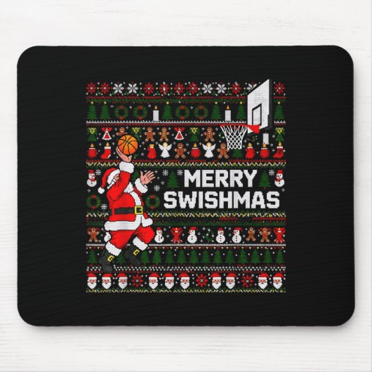 Merry Swishmas Santa Basketball Ugly Sweater Style Muismat (Voorkant)