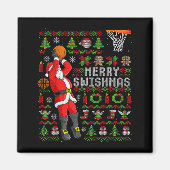 Merry Swishmas Ugly Christmas Basketball Christmas Magneet (Voorkant)