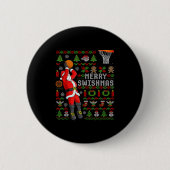 Merry Swishmas Ugly Christmas Basketball Christmas Ronde Button 5,7 Cm (Voorkant)