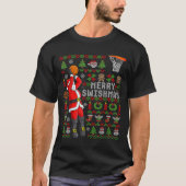 Merry Swishmas Ugly Christmas Basketball Christmas T-shirt (Voorkant)