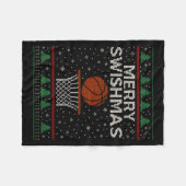 Merry Swishmas Ugly Christmas Sweater Basketball J Fleece Deken (Voorkant (Horizontaal))