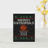 Merry Swishmas Ugly Christmas Sweater Basketball J Kaart (Gele Bloem)
