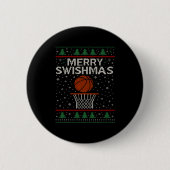 Merry Swishmas Ugly Christmas Sweater Basketball J Ronde Button 5,7 Cm (Voorkant)