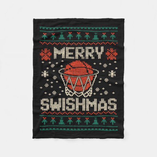 Merry Swishmas Ugly Christmas Sweater Bysketll Fleece Deken (Voorkant)