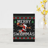 Merry Swishmas Ugly Funny Christmas Basketball Chr Kaart (Gele Bloem)