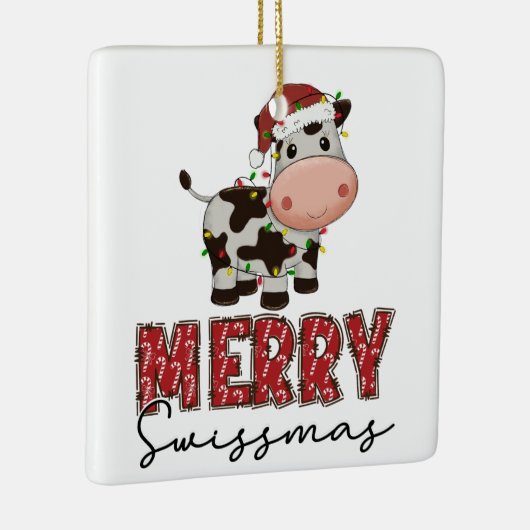 Merry Swissmas Festive Swiss Koe Keramisch Ornament (Rechts)