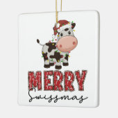 Merry Swissmas Festive Swiss Koe Keramisch Ornament (Links)