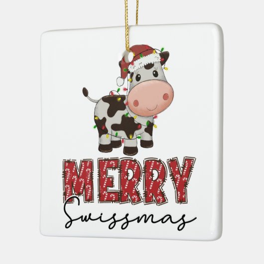 Merry Swissmas Festive Swiss Koe Keramisch Ornament (Links)