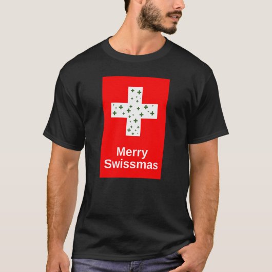 Merry Swissmas Funny Kerstmis en Holiday Greetin T-shirt (Voorkant)
