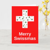 Merry Swissmas. Zwitserse kerstfeestjes Kaart (Gele Bloem)