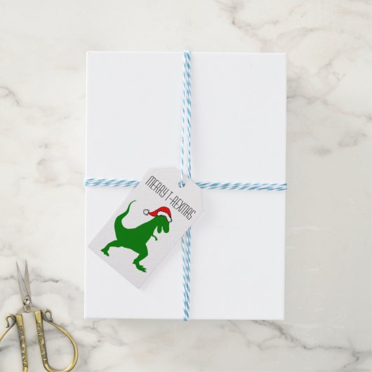 Merry T-rexmas Gift Label Cadeaulabel (Met Touw)
