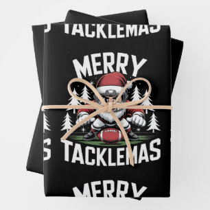 Merry Tacklemas Football Santa Christmas Xmas Inpakpapier Vel