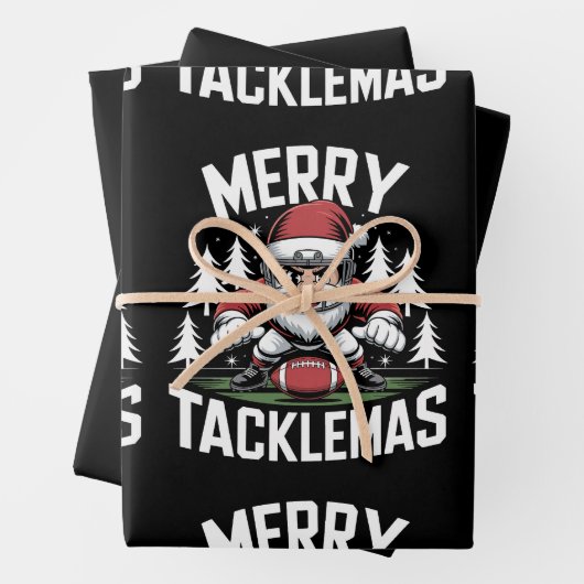 Merry Tacklemas Football Santa Christmas Xmas Inpakpapier Vel (In situ)