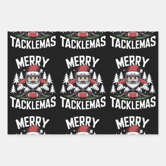 Merry Tacklemas Football Santa Christmas Xmas Inpakpapier Vel (Voorkant)