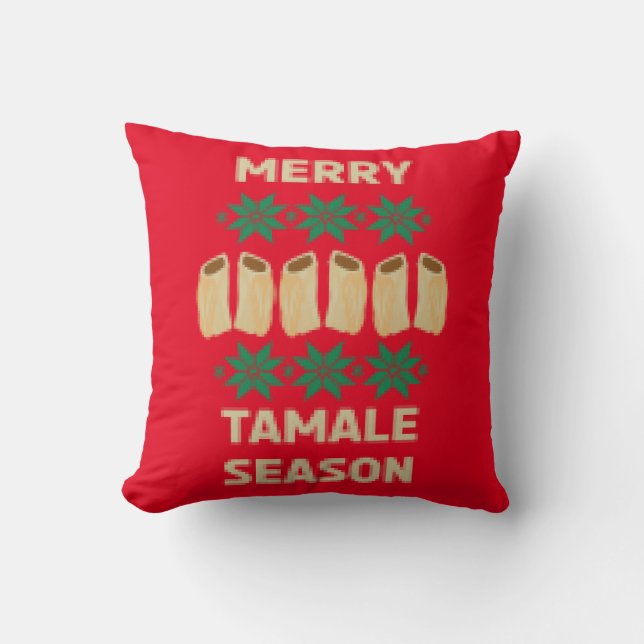 Merry Tamale Season Funny Xmas Sweater Kussen (Voorkant)