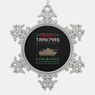 Merry Tankmas Battle Tank Militaire Kerstmis Tin Sneeuwvlok Ornament