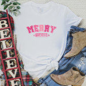 Merry Teacher Christmas Pink T-shirt