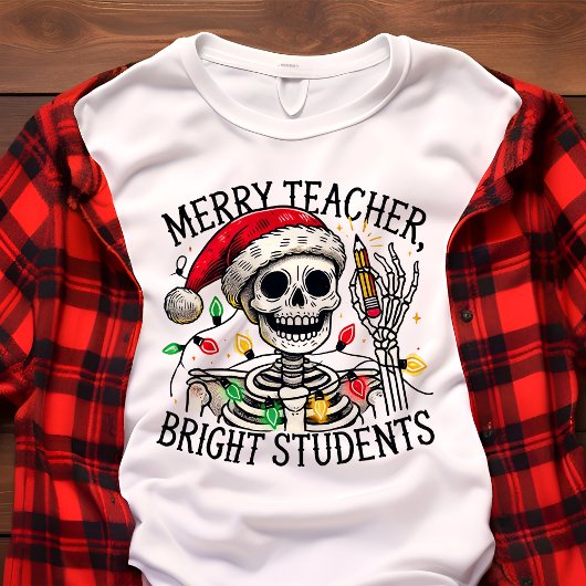 Merry Teacher Funny Skeleton Kerst Tri-Blend Shirt